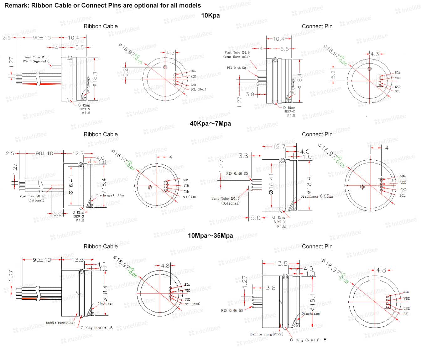 I2C, SPI Pressure Sensor and Transducer | IntelliBee Sensor